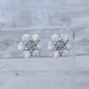 Vintage Clip On Earrings Unusual Beaded Cluster Statement Earrings